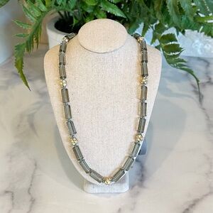 Vintage J. Crew Glass Bead Ribbon Tie Necklace